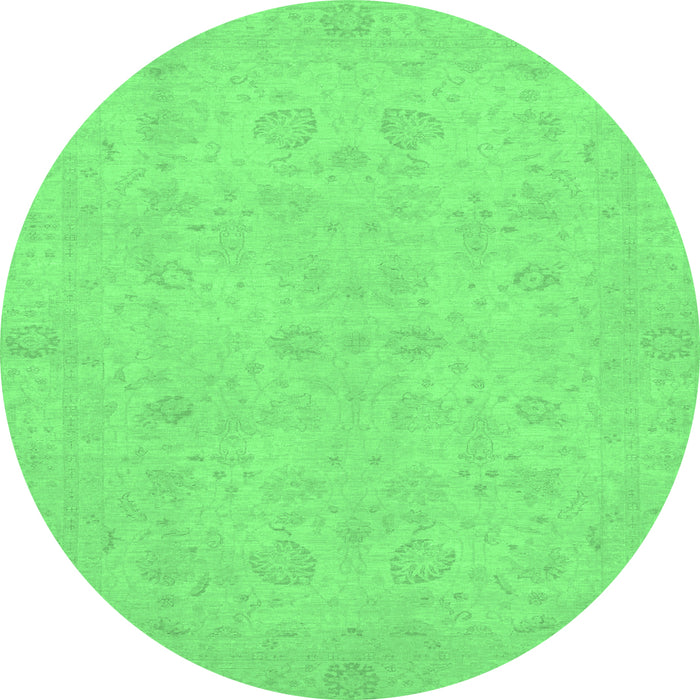 Round Abstract Emerald Green Modern Rug, abs2748emgrn