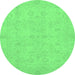 Round Abstract Emerald Green Modern Rug, abs2748emgrn