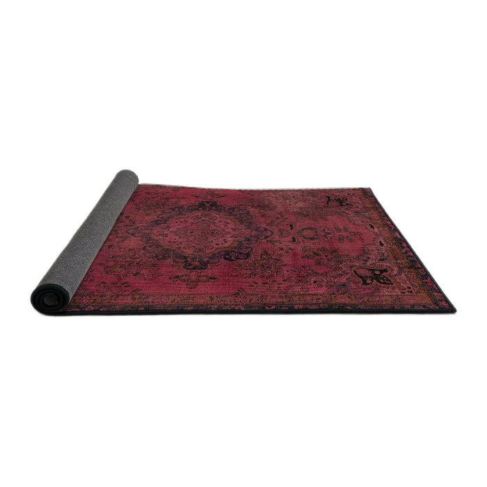 Sideview of Abstract Bright Maroon Red Modern Rug, abs2749
