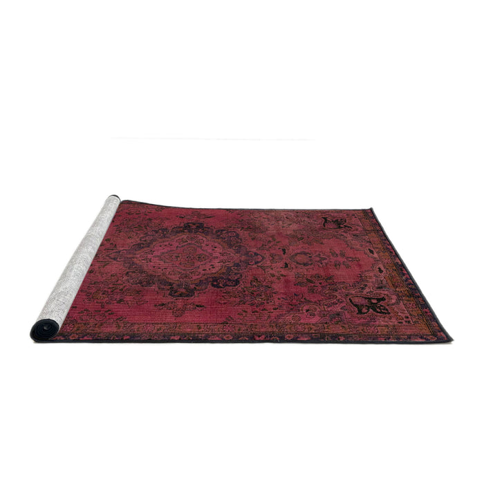 Sideview of Machine Washable Abstract Bright Maroon Red Rug, wshabs2749