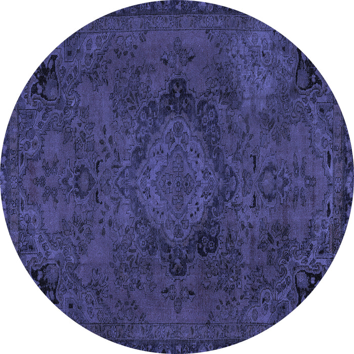 Round Machine Washable Abstract Blue Modern Rug, wshabs2749blu