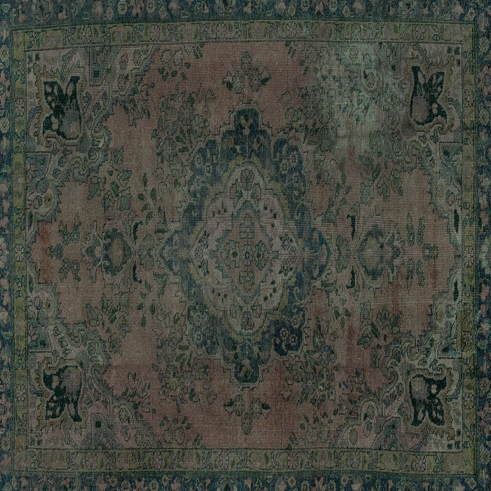 Square Machine Washable Abstract Turquoise Modern Area Rugs, wshabs2749turq