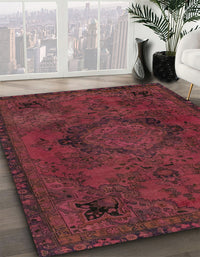 Abstract Bright Maroon Red Modern Rug, abs2749