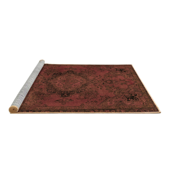 Sideview of Machine Washable Abstract Brown Modern Rug, wshabs2749brn