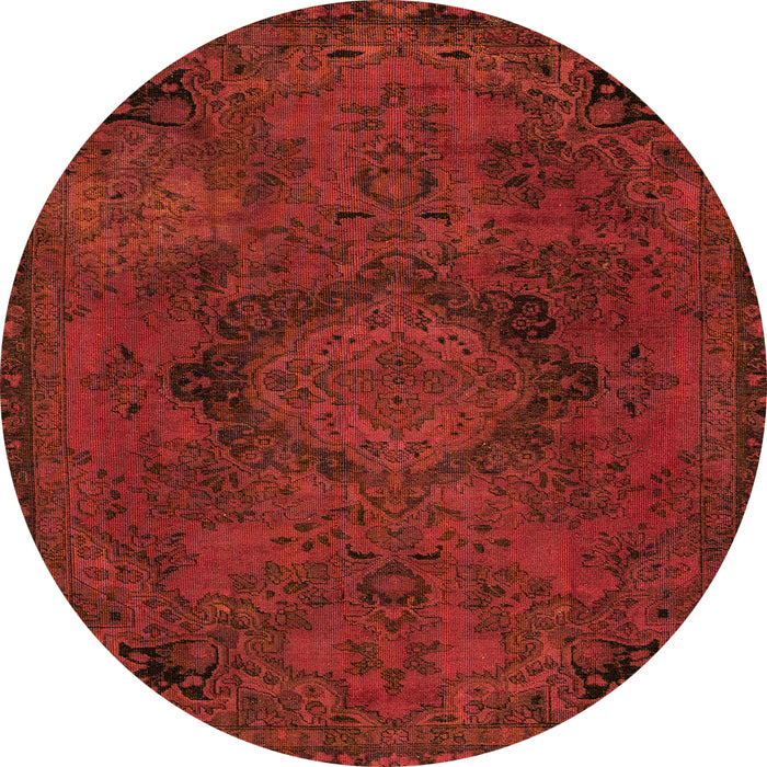 Round Machine Washable Abstract Orange Modern Area Rugs, wshabs2749org