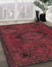 Abstract Bright Maroon Red Modern Rug in Family Room, abs2749