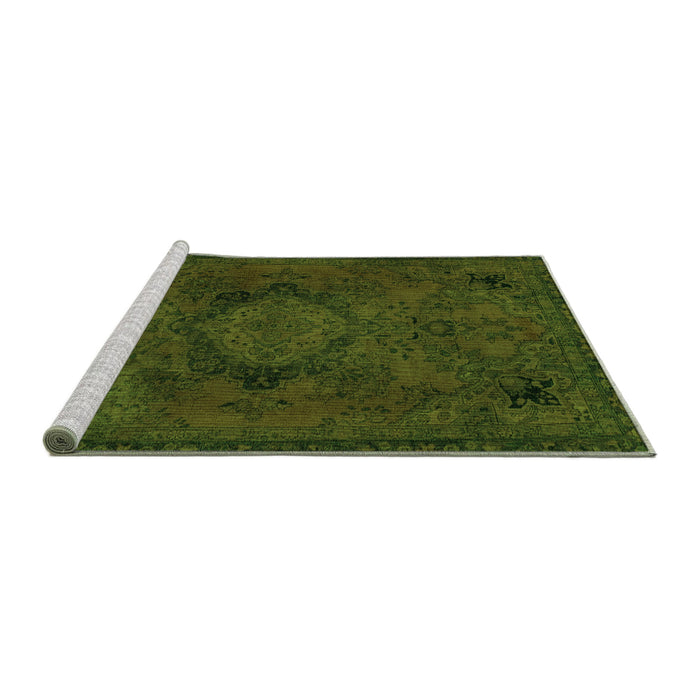 Sideview of Machine Washable Abstract Green Modern Area Rugs, wshabs2749grn