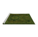 Sideview of Machine Washable Abstract Green Modern Area Rugs, wshabs2749grn