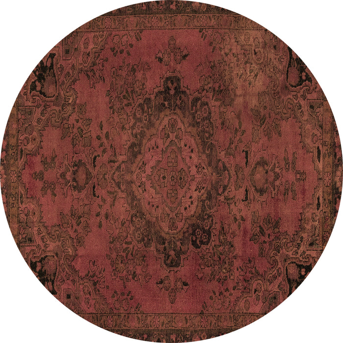 Round Machine Washable Abstract Brown Modern Rug, wshabs2749brn