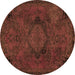 Round Machine Washable Abstract Brown Modern Rug, wshabs2749brn