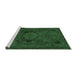 Sideview of Machine Washable Abstract Emerald Green Modern Area Rugs, wshabs2749emgrn