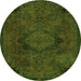 Round Abstract Green Modern Rug, abs2749grn