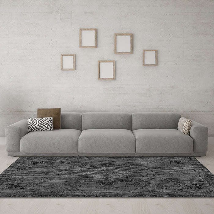 Machine Washable Abstract Gray Modern Rug in a Living Room,, wshabs2749gry