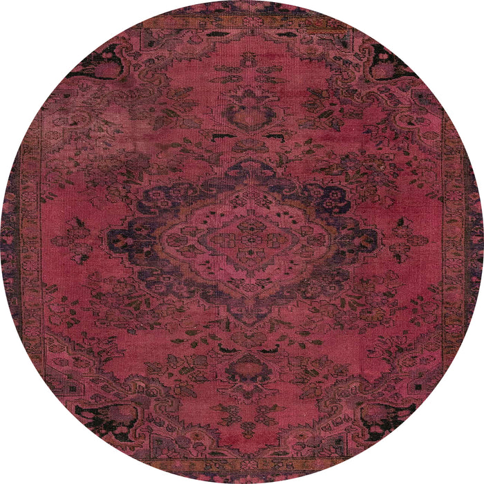 Round Machine Washable Abstract Bright Maroon Red Rug, wshabs2749