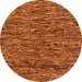 Round Machine Washable Oriental Orange Modern Area Rugs, wshabs274org