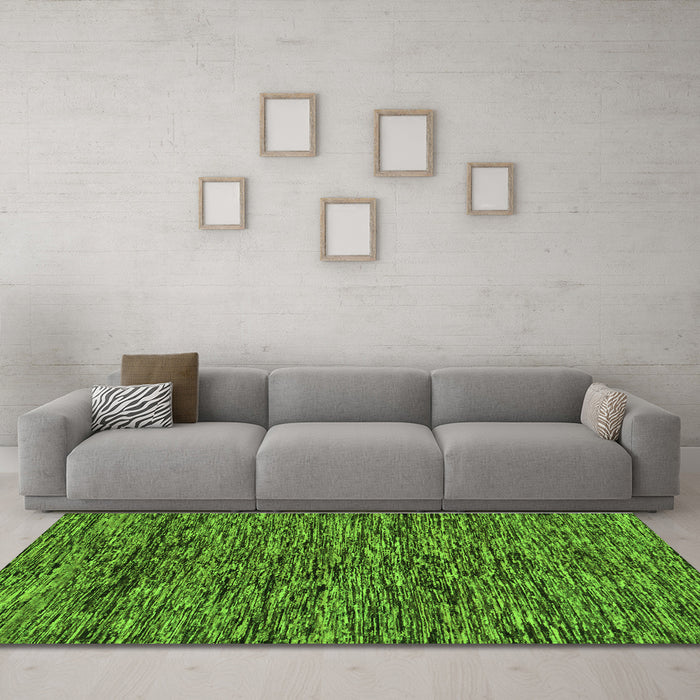 Machine Washable Oriental Green Modern Area Rugs in a Living Room,, wshabs274grn