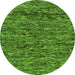 Round Machine Washable Oriental Green Modern Area Rugs, wshabs274grn