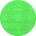 Round Abstract Green Modern Rug, abs2750grn