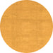 Round Machine Washable Abstract Orange Modern Area Rugs, wshabs2750org