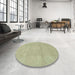 Round Machine Washable Abstract Olive Green Rug in a Office, wshabs2750