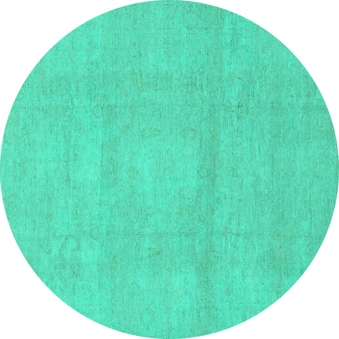 Round Abstract Turquoise Modern Rug, abs2750turq