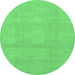 Round Abstract Emerald Green Modern Rug, abs2750emgrn