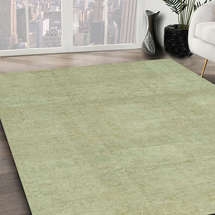 Abstract Olive Green Modern Rug in Family Room, abs2750