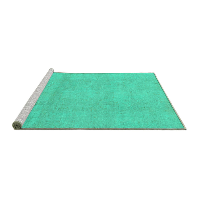 Sideview of Machine Washable Abstract Turquoise Modern Area Rugs, wshabs2750turq