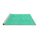 Sideview of Machine Washable Abstract Turquoise Modern Area Rugs, wshabs2750turq