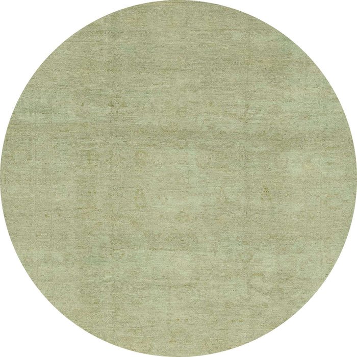 Round Abstract Olive Green Modern Rug, abs2750