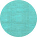 Round Abstract Light Blue Modern Rug, abs2750lblu