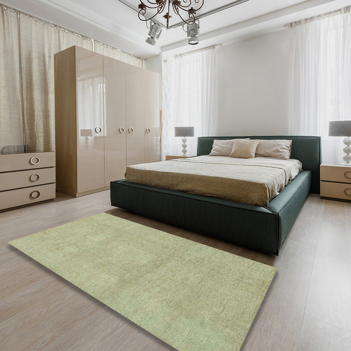 Machine Washable Abstract Olive Green Rug in a Bedroom, wshabs2750