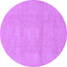 Round Machine Washable Abstract Purple Modern Area Rugs, wshabs2750pur