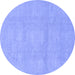 Round Machine Washable Abstract Blue Modern Rug, wshabs2750blu