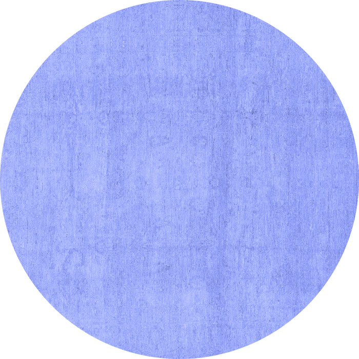 Round Abstract Blue Modern Rug, abs2750blu