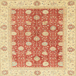 Square Abstract Bright Orange Oriental Rug, abs2751