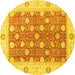 Round Oriental Yellow Traditional Rug, abs2751yw