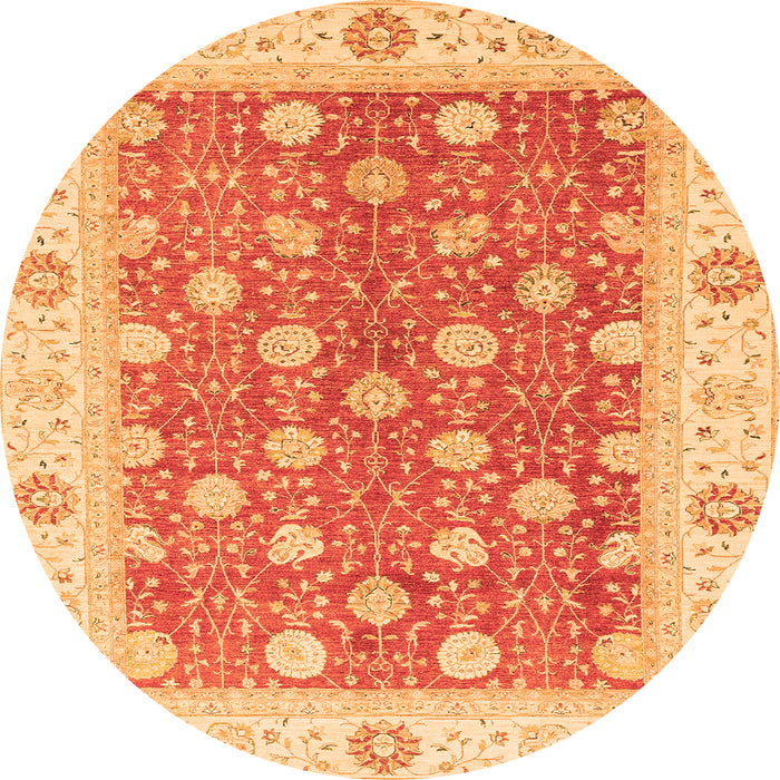 Round Oriental Orange Traditional Rug, abs2751org