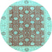 Round Oriental Light Blue Traditional Rug, abs2751lblu