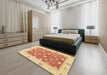 Abstract Bright Orange Oriental Rug in a Bedroom, abs2751