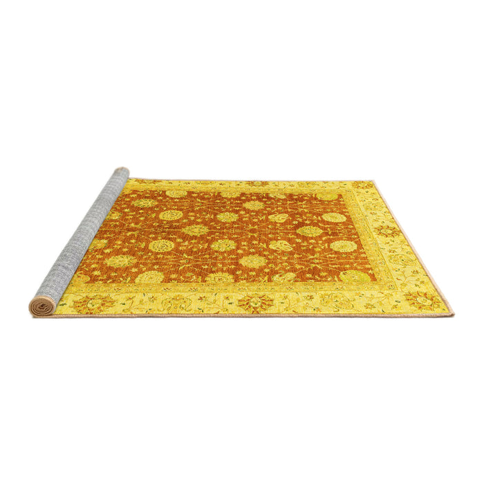 Sideview of Machine Washable Oriental Yellow Traditional Rug, wshabs2751yw