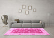 Machine Washable Oriental Pink Traditional Rug in a Living Room, wshabs2751pnk