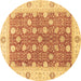 Round Oriental Brown Traditional Rug, abs2751brn