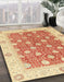 Abstract Bright Orange Oriental Rug in Family Room, abs2751