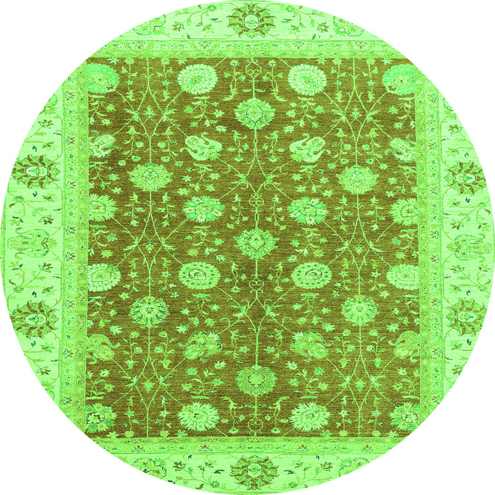 Round Oriental Green Traditional Rug, abs2751grn