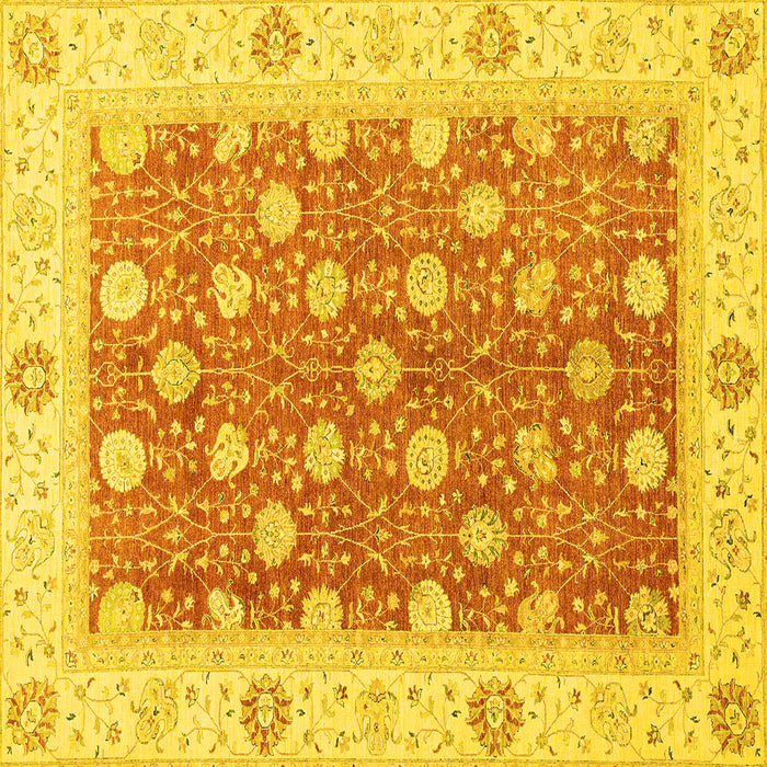Square Machine Washable Oriental Yellow Traditional Rug, wshabs2751yw