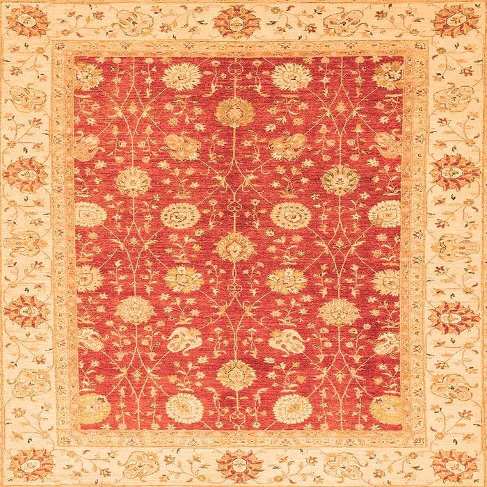 Square Machine Washable Oriental Orange Traditional Area Rugs, wshabs2751org