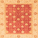 Square Machine Washable Oriental Orange Traditional Area Rugs, wshabs2751org