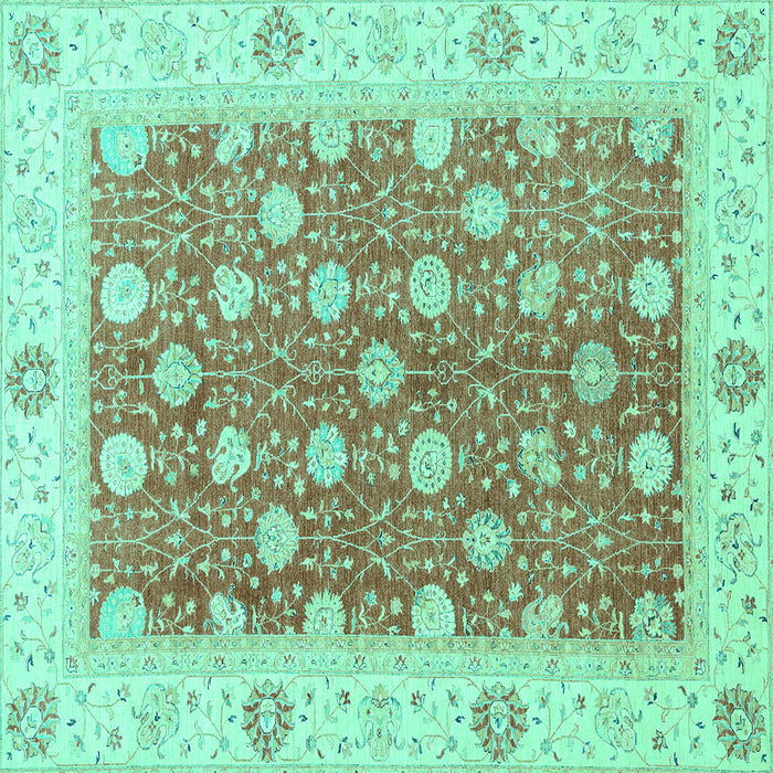 Square Machine Washable Oriental Turquoise Traditional Area Rugs, wshabs2751turq