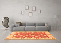 Machine Washable Oriental Orange Traditional Rug, wshabs2751org